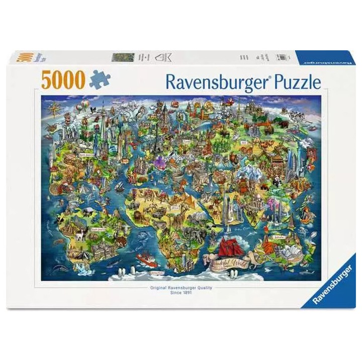 Ravensburger 5000 части пъзел - Карта на света (12001738)