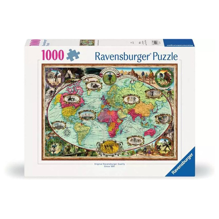 Ravensburger puzzle 1000 piese - În jurul lumii cu bicicleta (12000569)