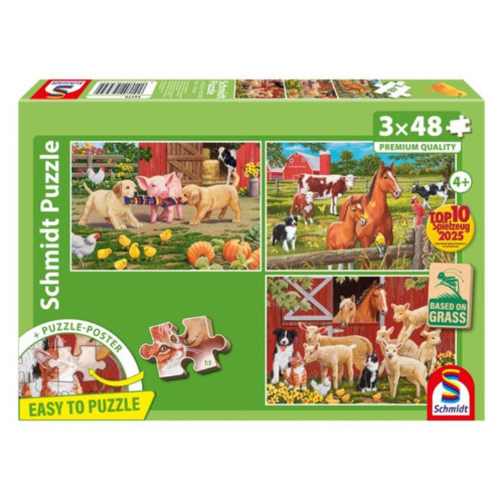 Schmidt 3x48 db puzzle - Animale la fermă (56579)
