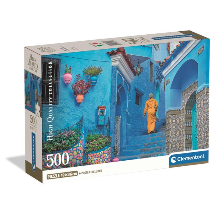 Clementoni puzzle 500 piese - Strada Albastră din Chefchaouen (35621)