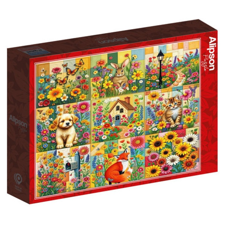 Puzzle Alipson 1000 piese - Cottage Garden Nine Patch Quilt Block (50293)