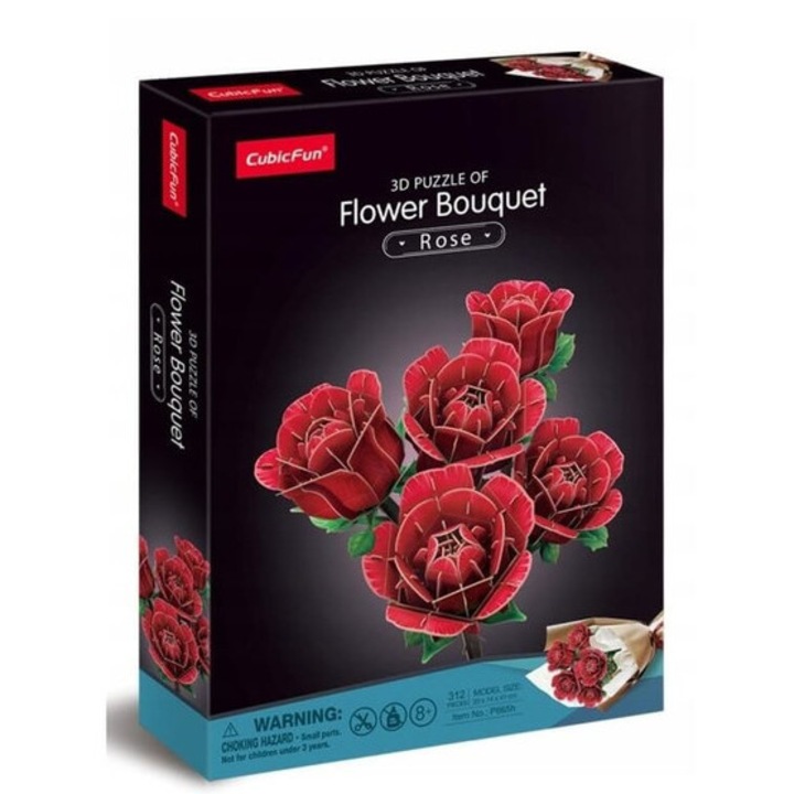 Пъзел 3D CubicFun, 312 части, Букет рози (P865)