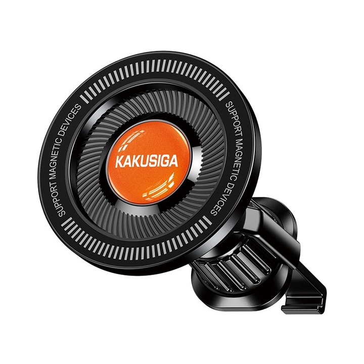 Suport Auto Magnetic KakuSiga KSC-1719, Rotire 360, Negru, Montare în Grila de Ventilație