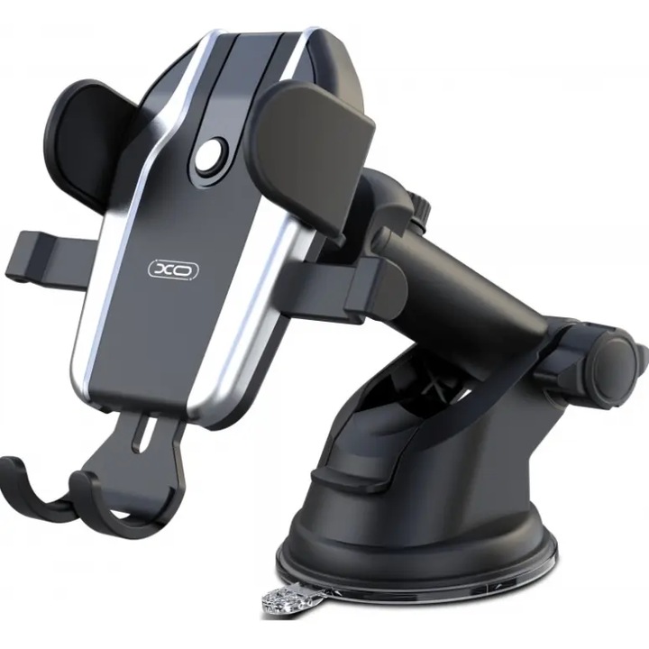 Suport auto telefon XO C77, prindere ventuză, brat reglabil, rotire 360°, negru