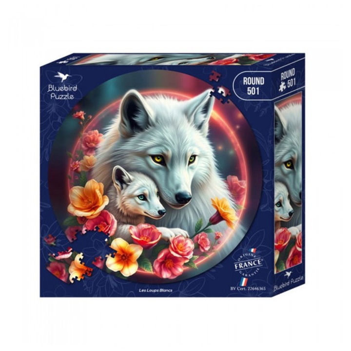 Bluebird 501 кръгъл пъзел - Les Loups Blancs (91149)