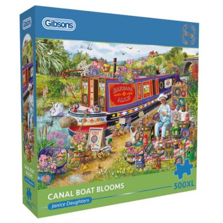 Puzzle Gibsons 500 piese XL - Canal Boat Blooms (G3570)