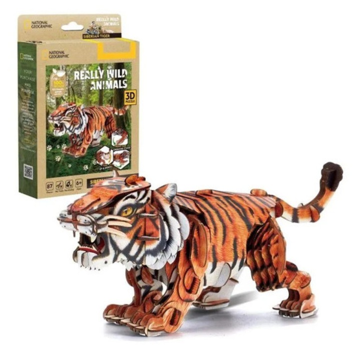 CubicFun DS1179 - National Geographic Tigris - puzzle 3D din 87 de piese