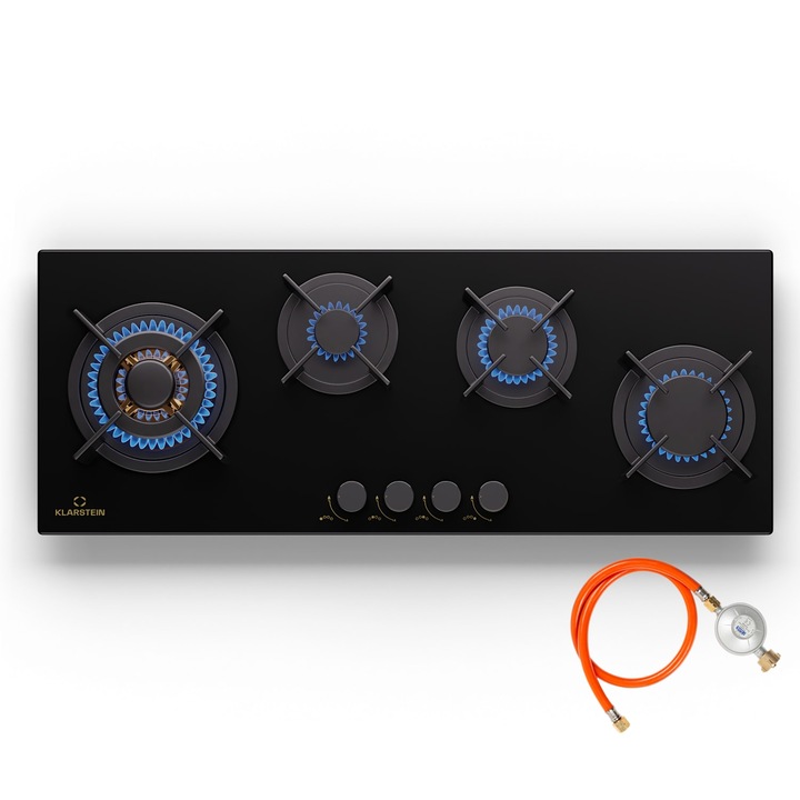 Klarstein, Goldflame 4 Slim, Plita Cu Gaz, 4 Arzatoare, Independenta, Gaz Natural/Propane, Otel Inoxidabil