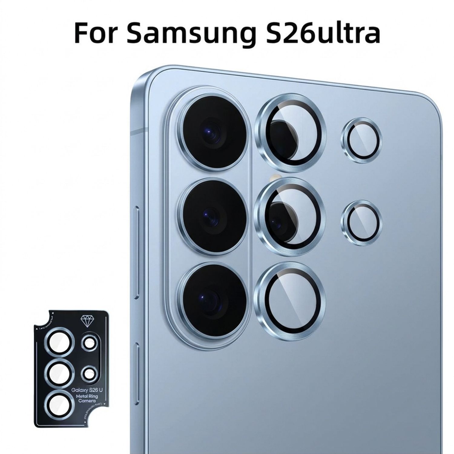 Protectie Obiectiv pentru Samsung Galaxy S26 Ultra, Geam Securizat, Claritate Inalta HD, Rezistent la Zgarieturi, Fixare Magnetica, Albastru
