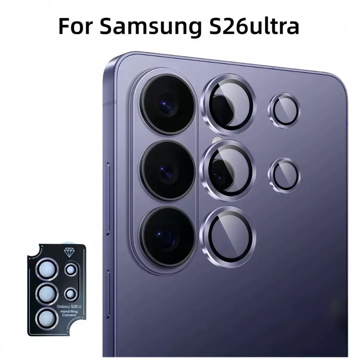 Folie de Protectie Camera pentru Samsung Galaxy S26 Ultra, Sticla Securizata, Tehnologie Ultra HD, Protectie Lentila, Aderenta Puternica, Mov