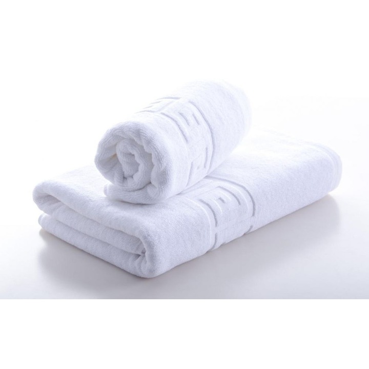 Prosop de baie model grecesc, 50x90 cm, 100% bumbac alb, 650 gr/mp