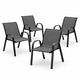 Set 4 Scaune de gradina Kiwari® Lago, 72.5 x 55.5 x 92.5 cm, suprapozabile, cadru metalic, sezut si spatar textil, 110 kg/scaun, Gri