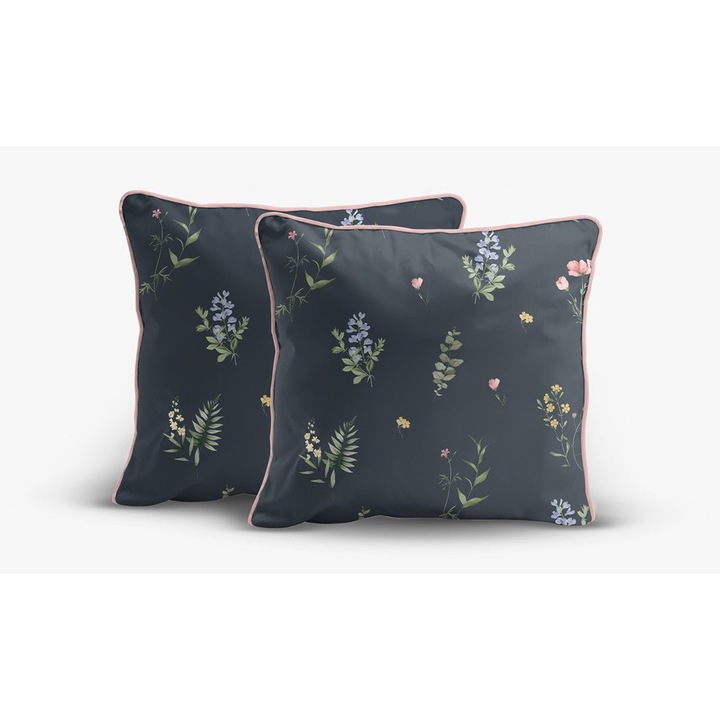 Комплект 2 калъфки за възглавници, DETEXPOL, 40x40 см, перкал, 100% памук, модел малки цветя