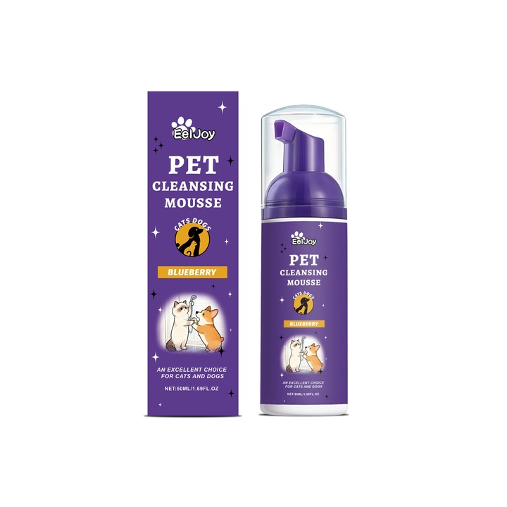 Spuma de curatare pentru animale, Eeljoy, set 3 buc, 50ml, ingrediente blande, indeparteaza mirosurile