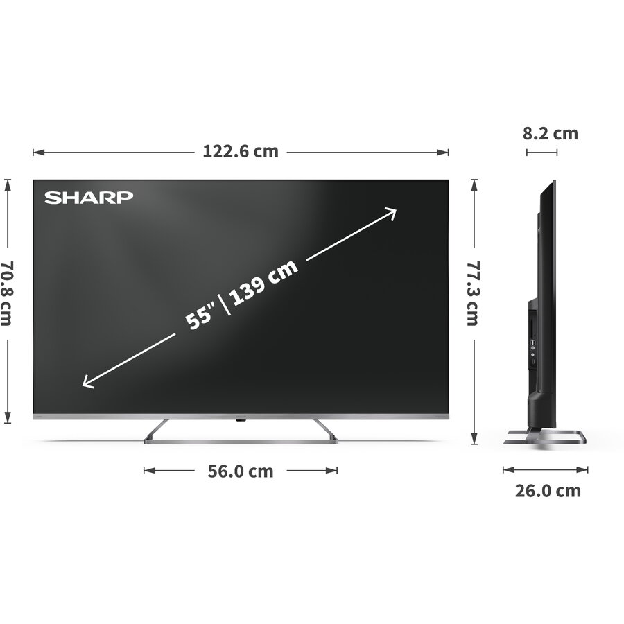 Televizor Sharp 55JP7265E, Smart TV, 4K Ultra HD, QLED MiniLED, Negru, 55" (139cm)