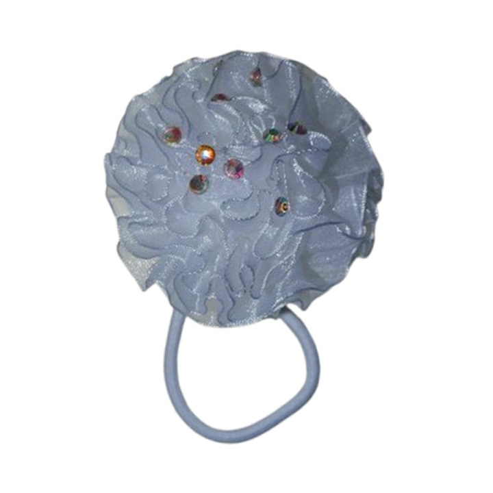 Elastic de par, cu pompon, pentru fete Mini Junior ELS1803, Alb