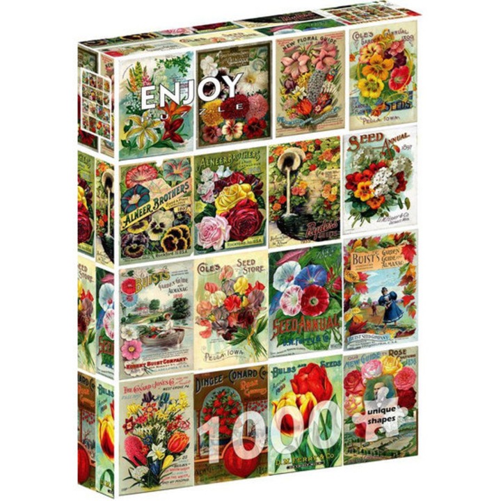 Bucurați-vă de puzzle-ul de 1000 de piese - Pachete vintage de semințe de flori (2342)