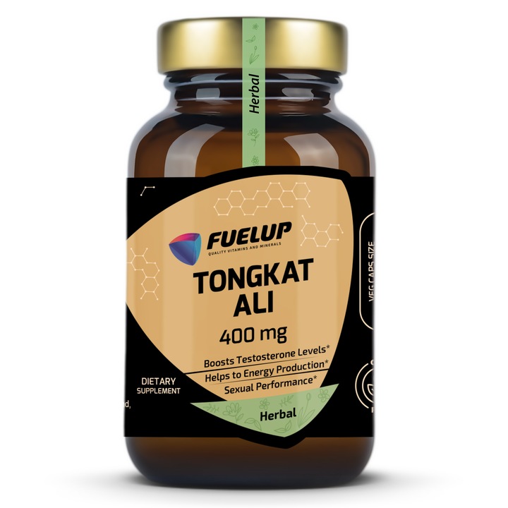 Fuel-Up Tongkat Ali 400 mg Extract, Supliment Energie si Vitalitate Masculina, 60 Capsule Vegane