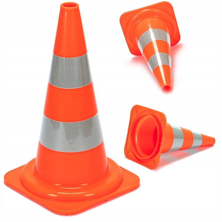 Con de trafic Muvu, 50 cm, PVC moale și greu, portocaliu