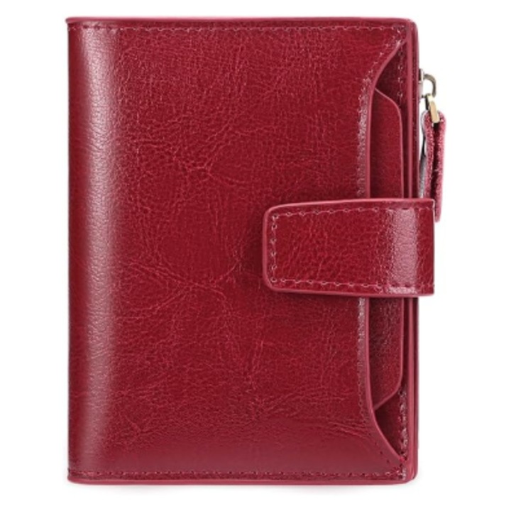 Portofel de dama din piele, multifunctional, portofel elegant de dama, Rosu