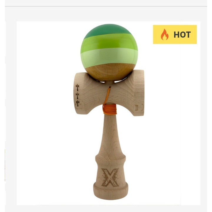 Kendama x originala, profesionala din lemn super stiky 55 cm verde mix
