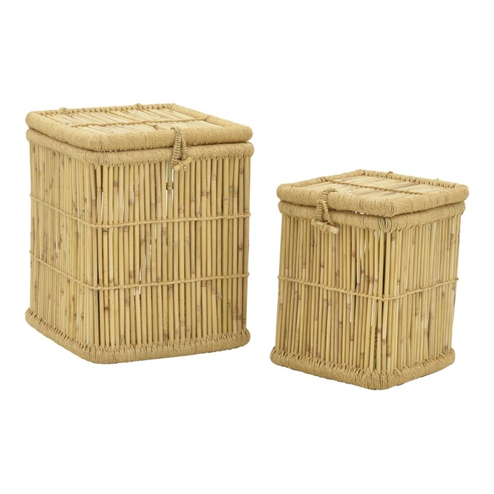 Set de 2 coșuri de rufe Dremia bambus natural 46x46x55 cm