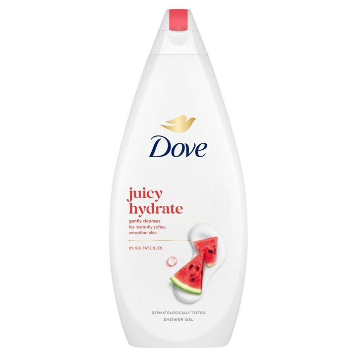 Gel de duş Dove Juicy Hydrate 720ml, hidratant, cu parfum de pepene galben