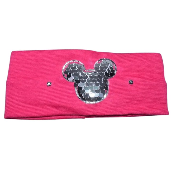 Bentită pentru fete, Mini Junior, fucsia, material moale și elastic, aplicație decorativă cu paiete