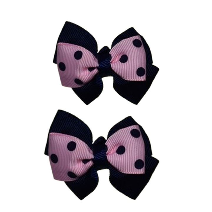 Set 2 fundite de par cu agrafa, cu buline, pentru fete, Mini Junior AG1102-2, Bleumarin