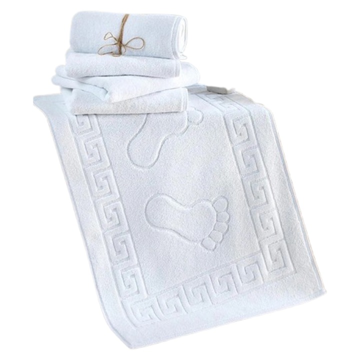 Prosop pentru picioare, model grecesc 50x70 cm, 100% bumbac alb, 700 gr/mp