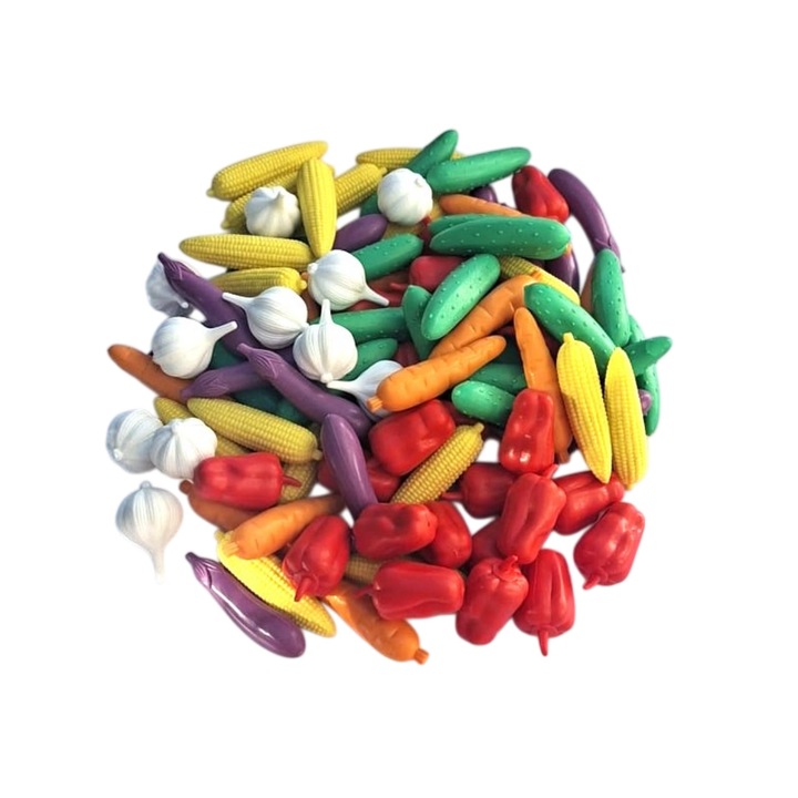 Joc educativ de sortat si numarat legume, 144 piese