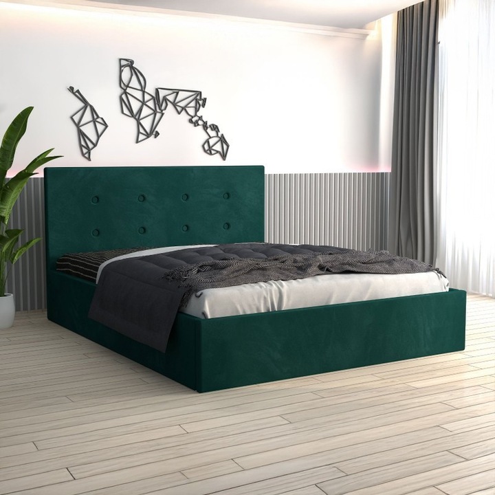 Pat Tapitat CELA Filip, verde, 140x200cm, saltea 20cm grosime, PAL