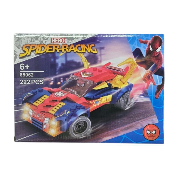 Joc de constructii – Masina Spiderman cu figurina 222 piese .iese usor de asamblat pentru a construi o masina. Stimuleaza creativitatea, indemanarea si imaginatia celor mari