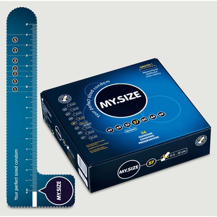 Prezervative MySize, 57mm, 36 bucati, transparent
