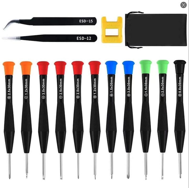 Set surubelnite Mini 11 in 1, precizie, multicolor, pentru iPhone, PC, laptop, iPad, tableta, MacBook, ochelari, Xbox, ceasuri, camere foto