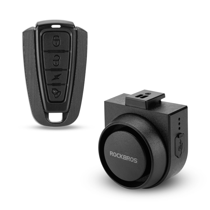 Cloport electronic / sonerie wireless pentru bicicleta, ROCKBROS, 34210004, sonerie de avertizare pentru copii, cu protectie IPX5, negru