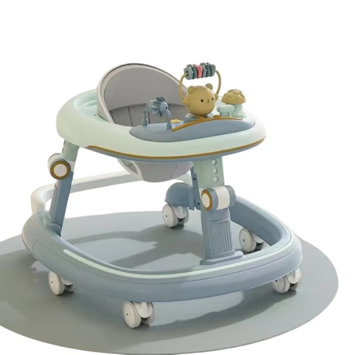 Проходилка за бебета 6-18 месеца, модел Мече, синьо Mixbo, сгъваема, регулируема по височина, център за активности