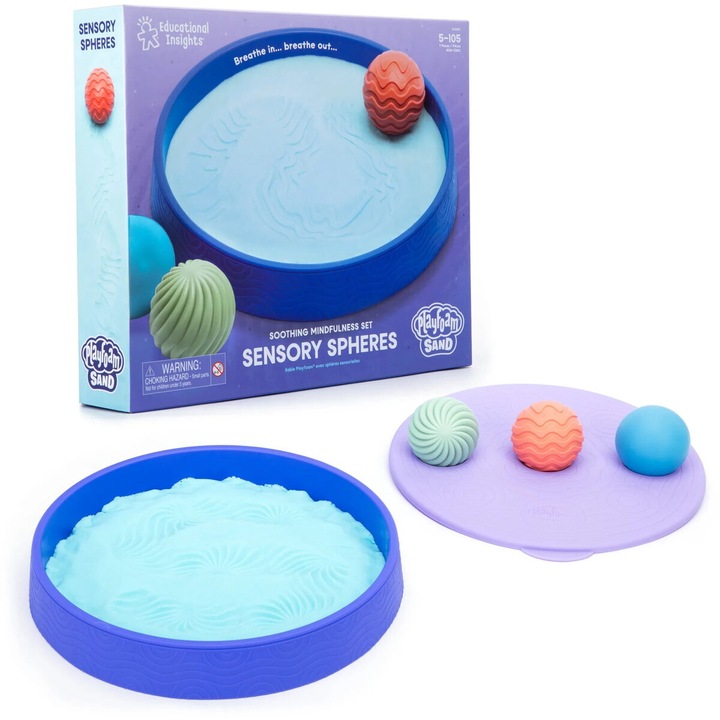 Set nisip modelabil Educational Insights, sfere senzoriale, 450g, albastru calmant, 31.8x25.4x5.1cm
