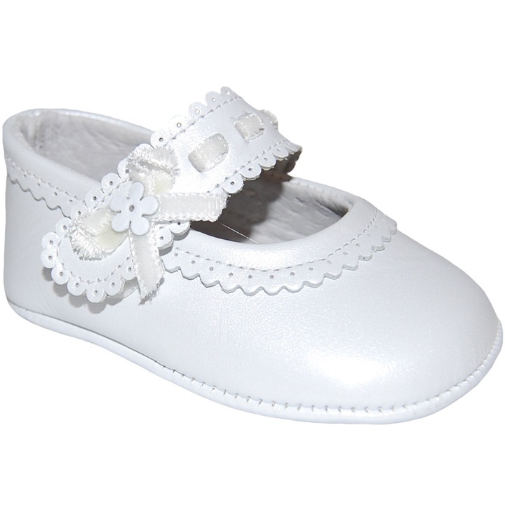 Pantofi pentru bebe A2017 din piele, Panyno, Alb perlat, 16
