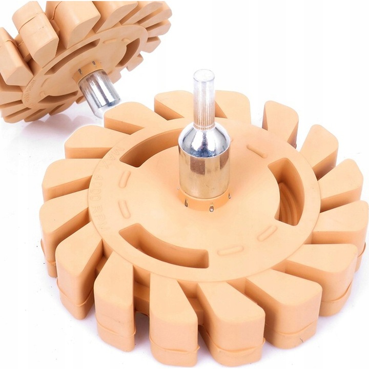 Disc cauciuc 100 mm cu adapter pentru indepartarea adezivului si benzii, Falon-Tech, curatare eficienta, 20 mm grosime, 8 mm diametru filet