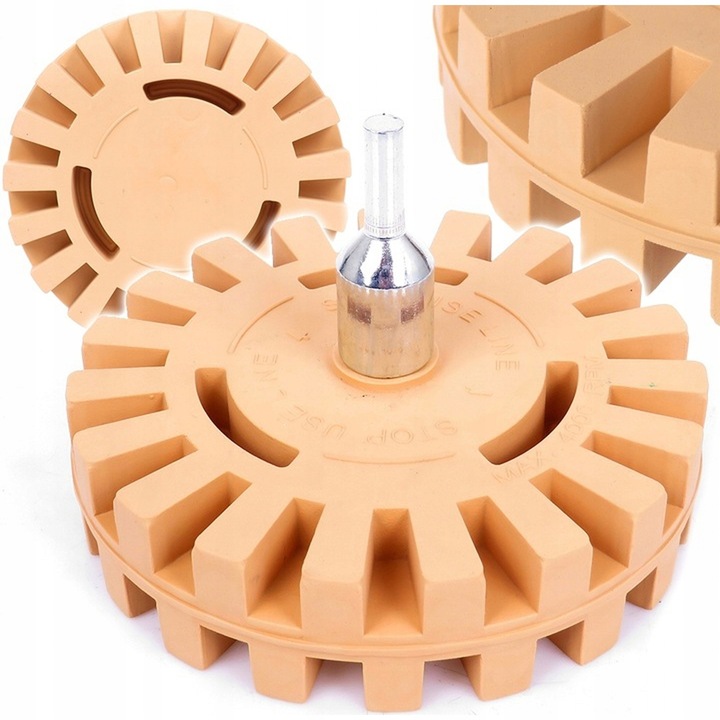 Cerc de cauciuc 100 mm Falon-Tech cu adaptor pentru eliminarea adezivilor, pentru vopsitorii si ateliere