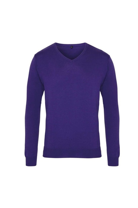 Pulover tricotat pentru barbati, cu guler V - PR694, Purple Sky