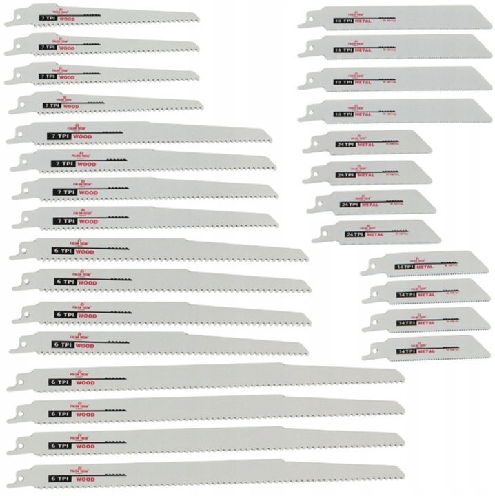 Set 28 brzeszczote pentru feronerie, FALON TECH, pentru lemn si metal, 4" - 12", 6-24 TPI