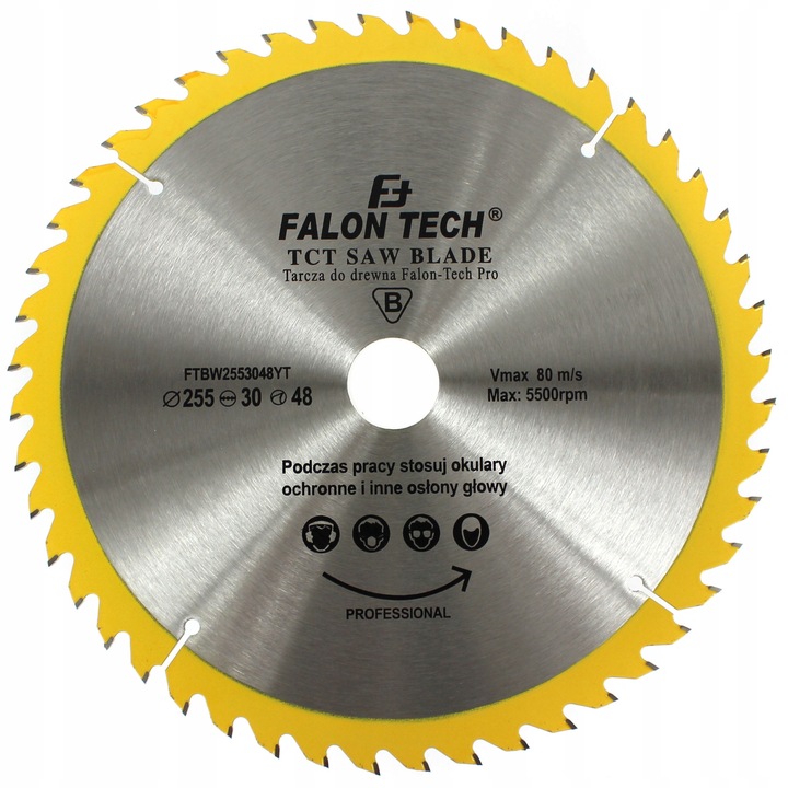 Tarca Widiowa 255mm x 30mm 48T set, Falon-Tech, pentru taierea lemnului, otel rezistent