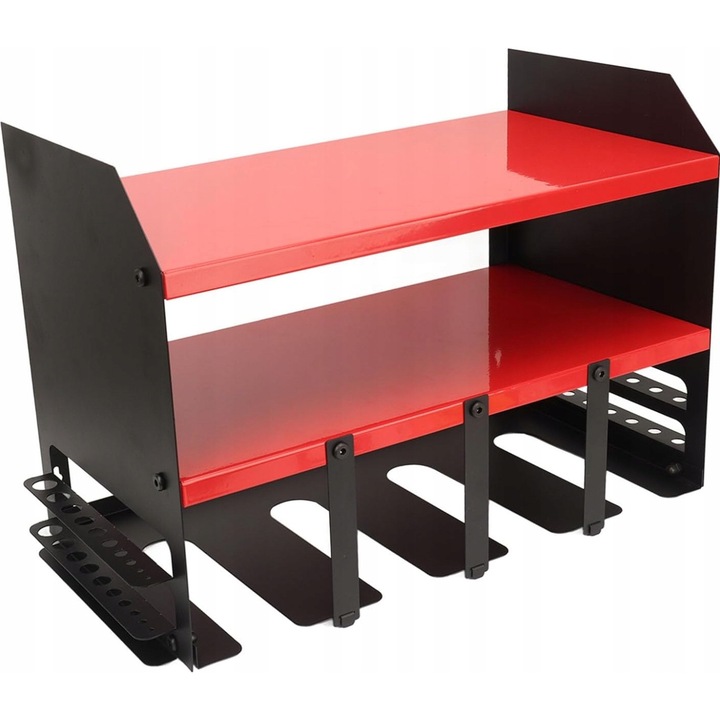 Falon-Tech fém függőpolc, 420x305x230mm, fekete-piros, szerszámokhoz és kiegészítőkhöz