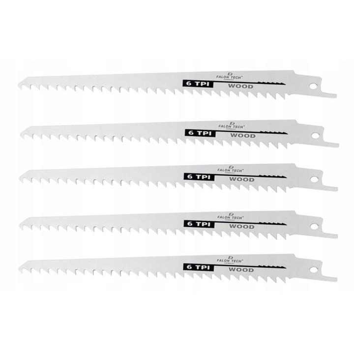 Brzeszczot pentru feronerie electrica Falon-Tech 150mm, set 5 bucati, otel carbon, pentru taiere lemn