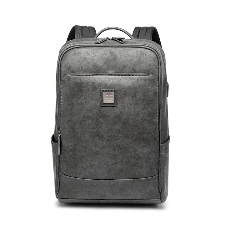 Rucsac laptop 14 inch, asskanaer, Üzleti laptophátizsák, USB porttal, Számítógép rekesszel, Prémium strapabíró és vízálló, Ergonomikus, Férfiaknak és nőknek egyaránt alkalmas, Utazáshoz, Iskolába vagy irodába, PU, 29*13*42 cm, Szürke