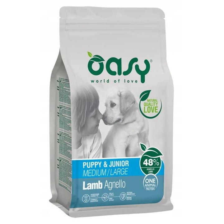 Hrana Uscata pentru Caini Oasy Puppy ML Miel 12kg