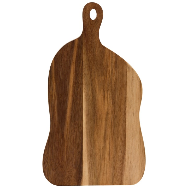 Tocator Lemn, 5five Simply Smart, Ogranik, Lemn Natural Salcam, Suprafata Rezistenta Taiere, Maner Ergonomic Cu Orificiu Agatare, Ideal Pentru Servire Gustari, Design Modern Si Clasic, 35x20 cm, Maro Natural