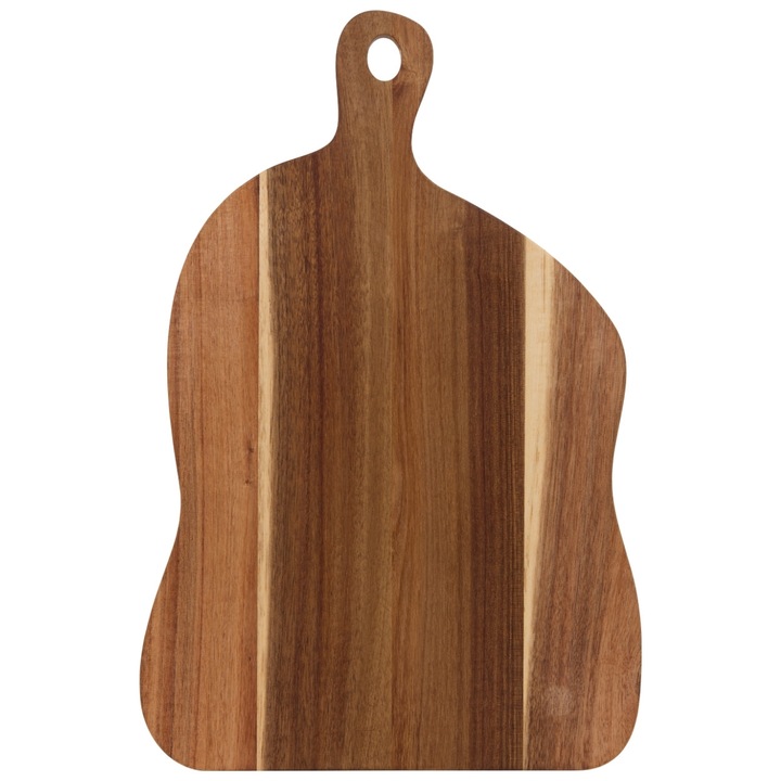 Tocator Lemn, 5five Simply Smart, Ogranik, Lemn Natural Salcam, Suprafata Mare Taiere, Maner Ergonomic Cu Orificiu Agatare, Ideal Pentru Servire Branzeturi Si Gustari, Rezistent Si Stabil, 45x30 cm, Maro Natural